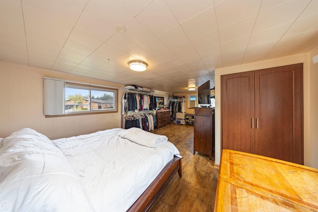 bedroom featuring dark hardwood / wood-style flooring