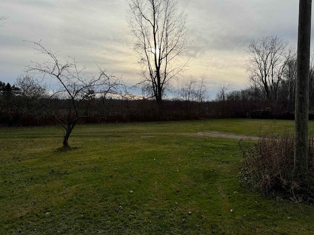 view of yard at dusk