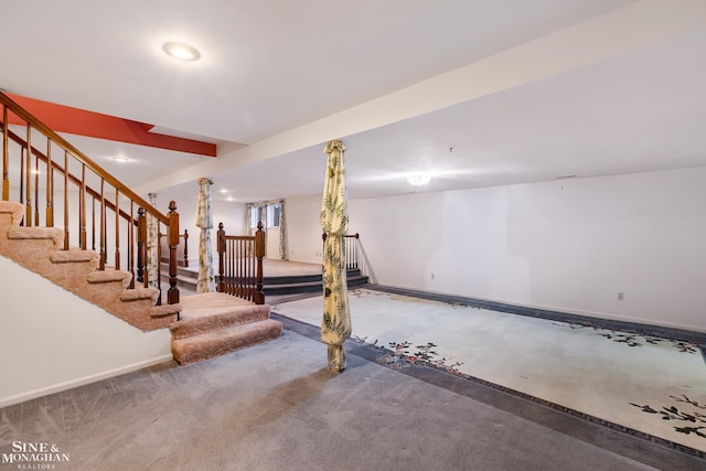 basement featuring carpet floors