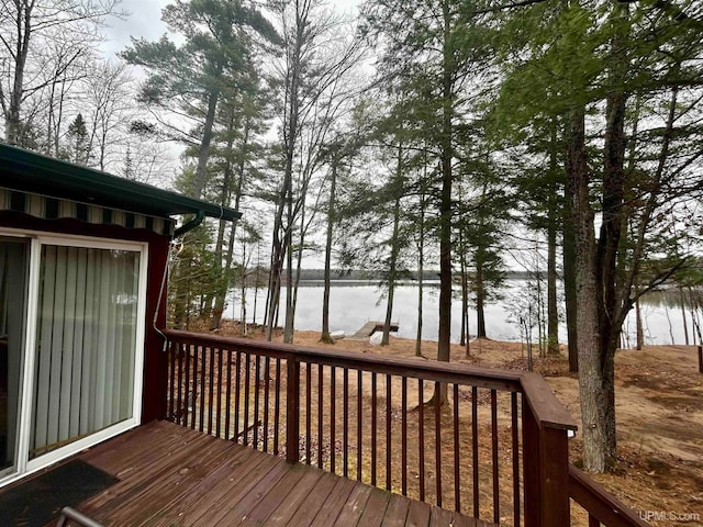 deck with a water view