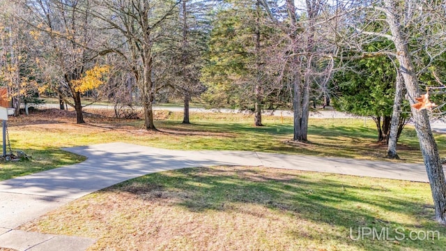 view of property's community featuring a lawn