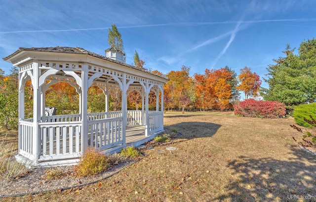 view of yard with a gazebo