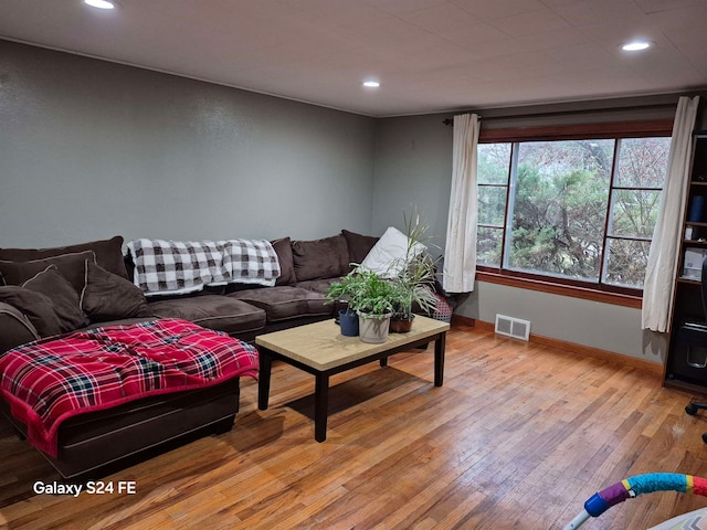 living room with hardwood / wood-style floors