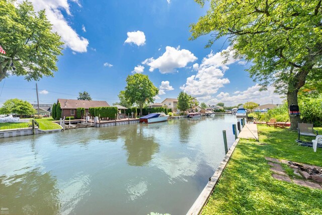 property view of water with a boat dock