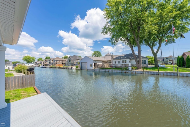 water view with a boat dock