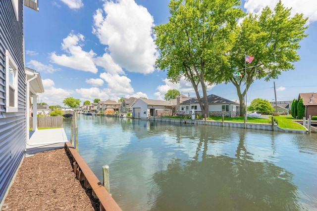 view of water feature featuring a dock