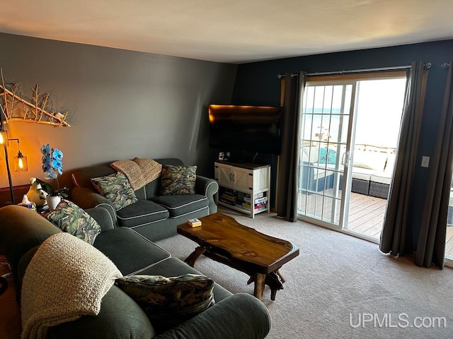 living room featuring carpet flooring