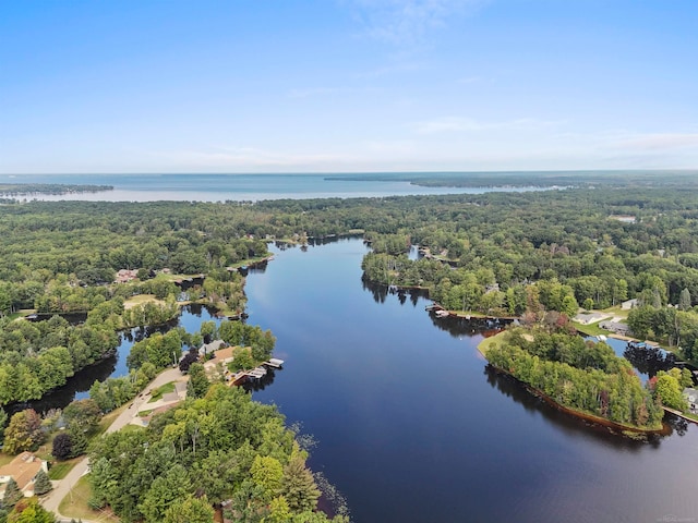 bird's eye view featuring a water view