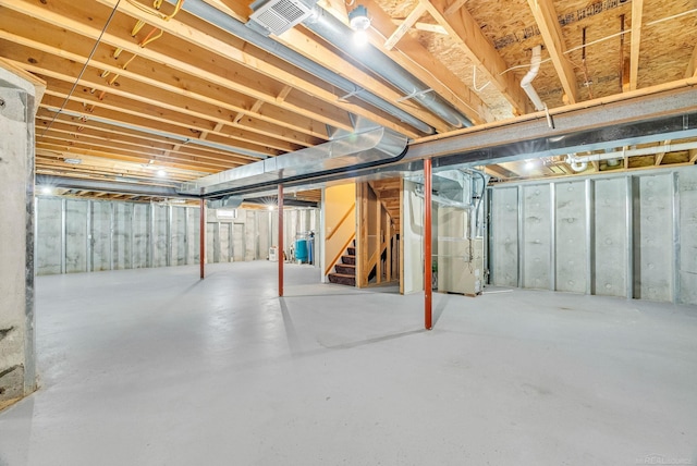 basement with heating unit