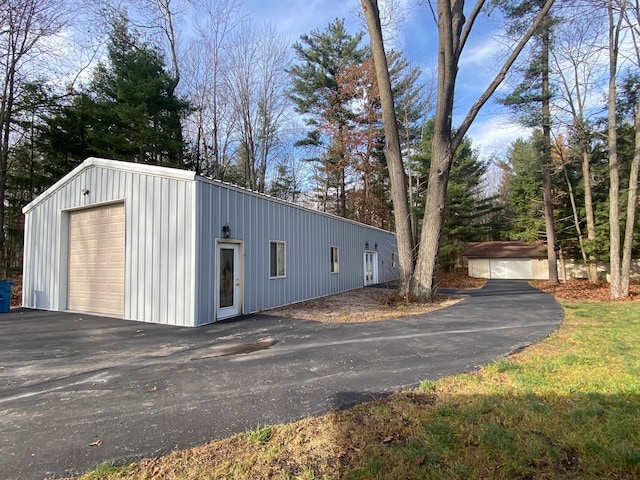 exterior space with a garage