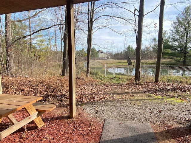 view of yard with a water view