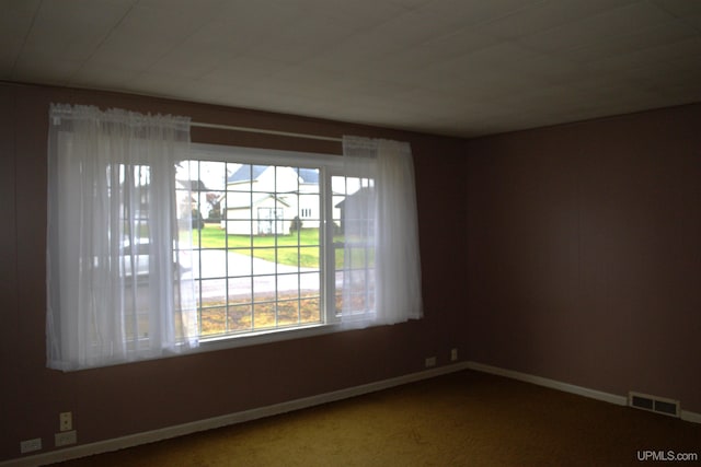 unfurnished room featuring carpet