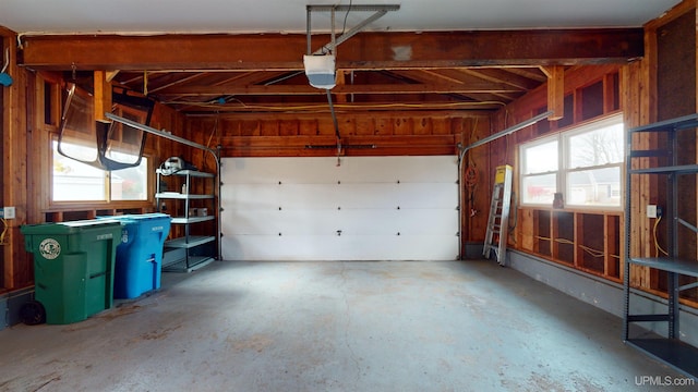 garage with a garage door opener