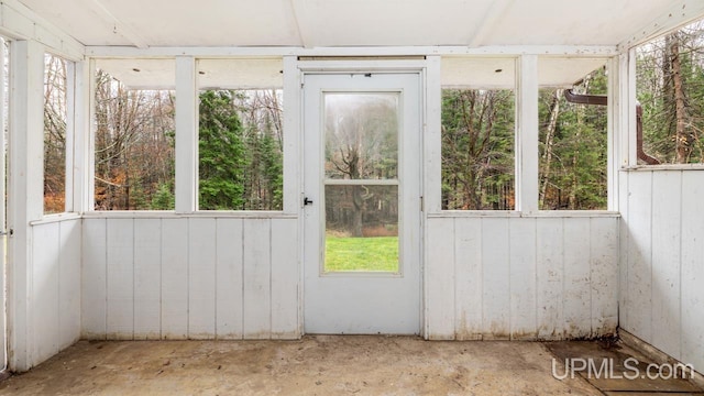 view of unfurnished sunroom