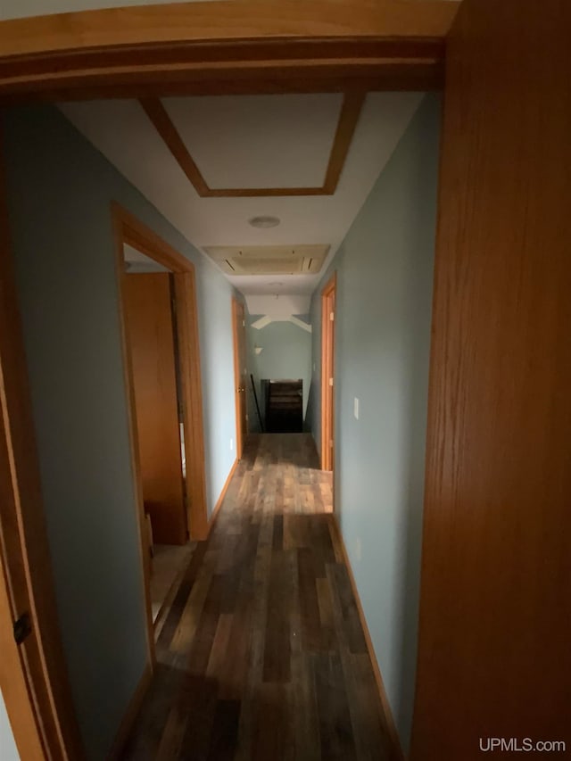 hall featuring dark hardwood / wood-style floors