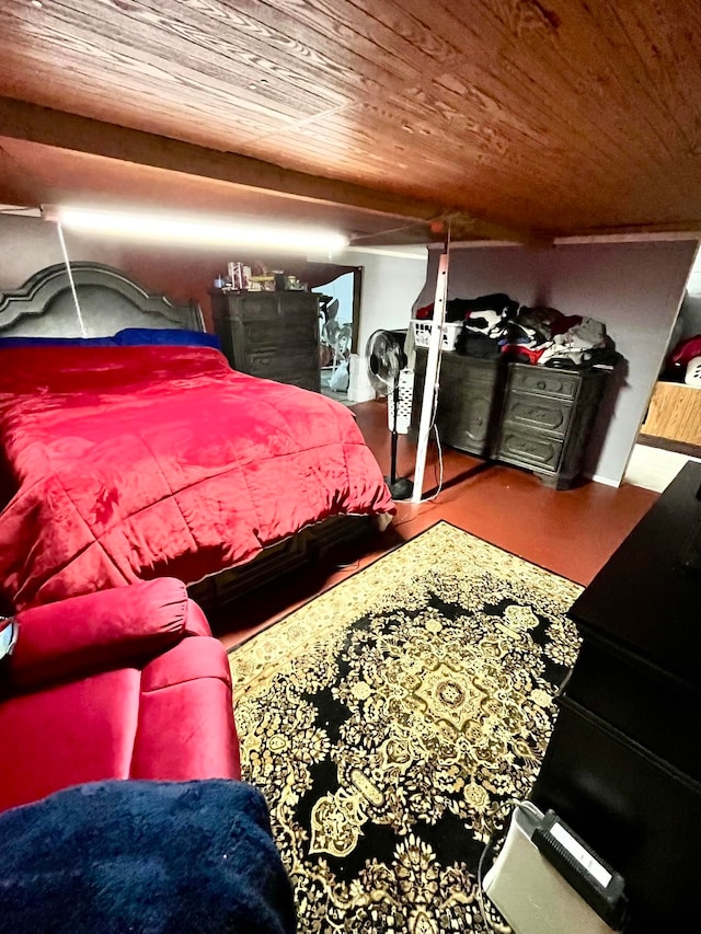 bedroom featuring wood ceiling