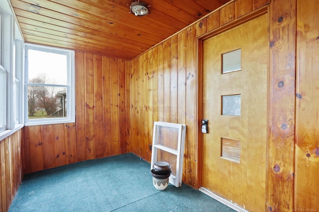 310 S Main St, Vassar, MI 48768 - carpeted spare room with wood ceiling and wood walls