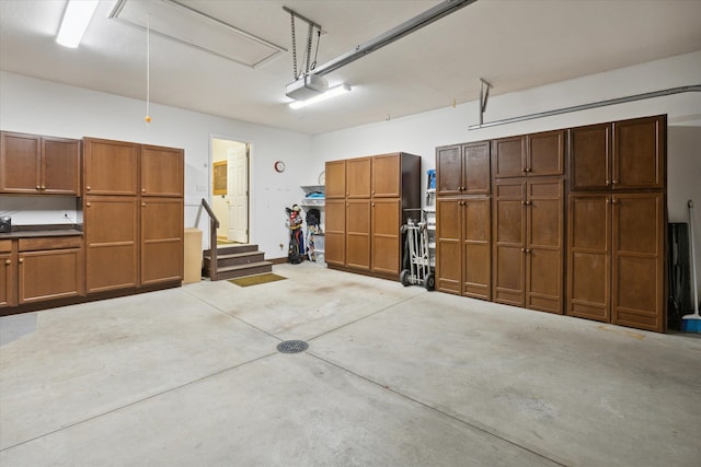 garage with a garage door opener