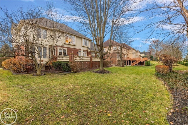 view of yard with a deck