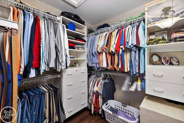 spacious closet with wood finished floors