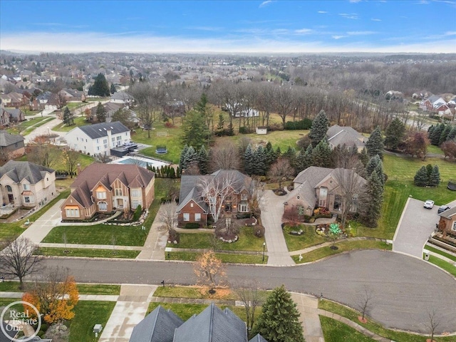 aerial view featuring a residential view