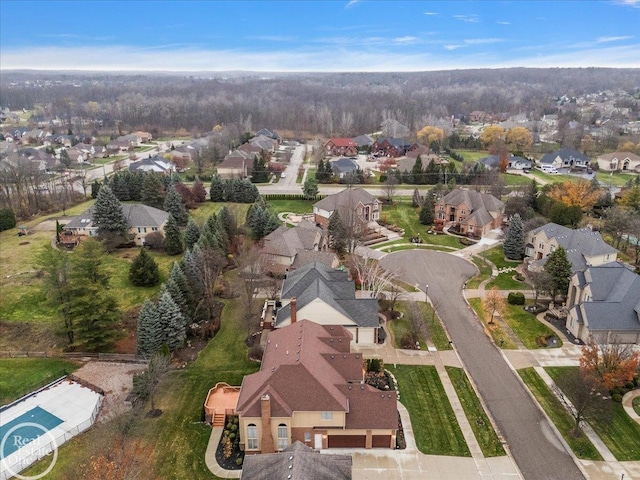 drone / aerial view with a residential view