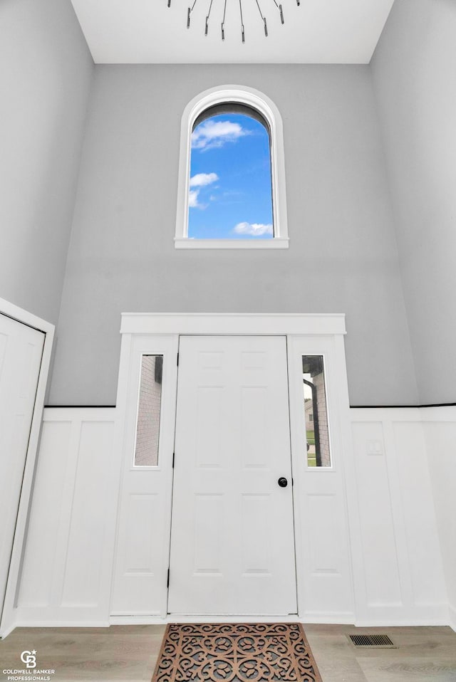 foyer with light hardwood / wood-style flooring