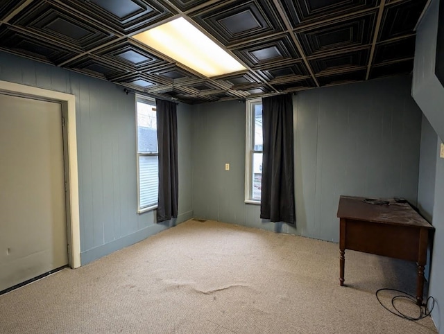 misc room with light colored carpet