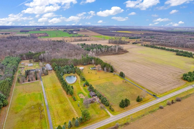 drone / aerial view with a rural view