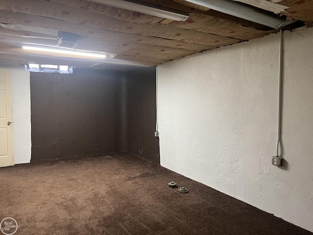 basement with carpet floors