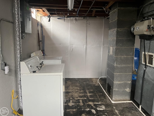 laundry area featuring washer and dryer and electric panel