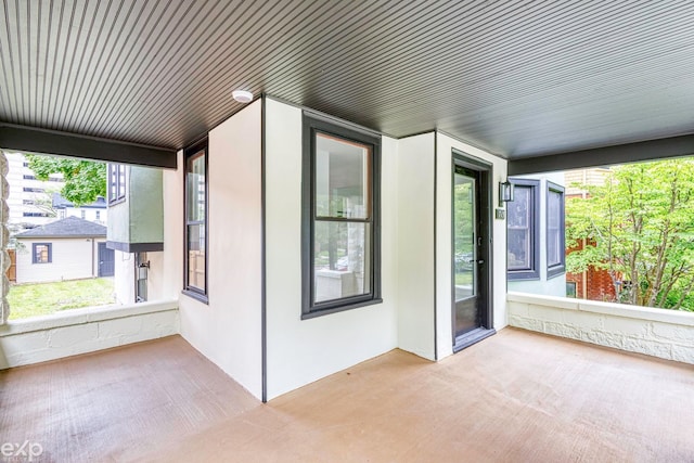 view of unfurnished sunroom