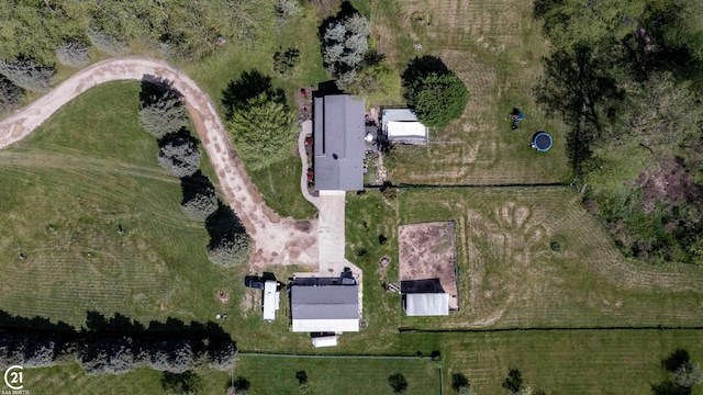 aerial view with a rural view