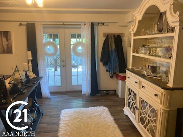 doorway featuring a wealth of natural light, french doors, and dark wood-type flooring