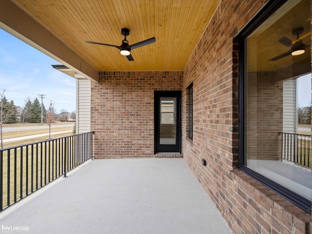 view of patio featuring ceiling fan