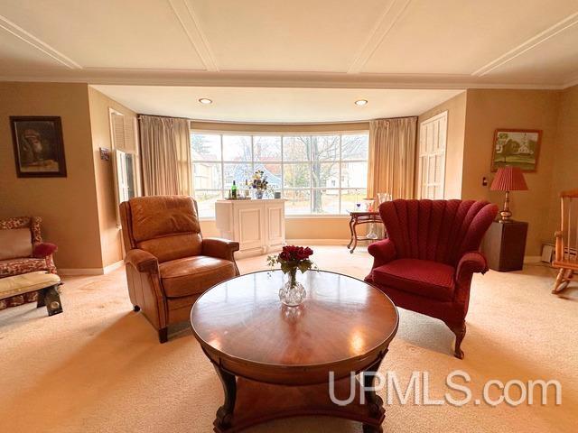 living area with carpet flooring