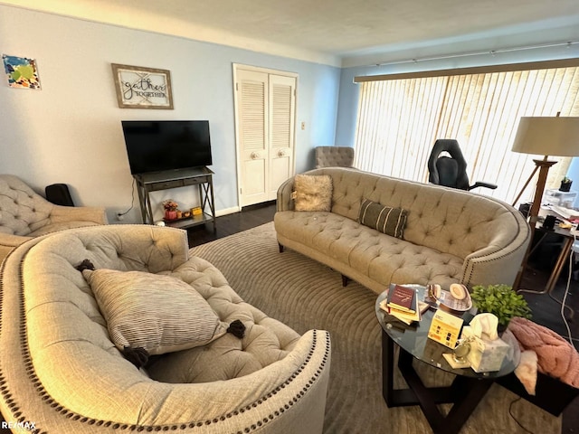 living room featuring dark hardwood / wood-style floors