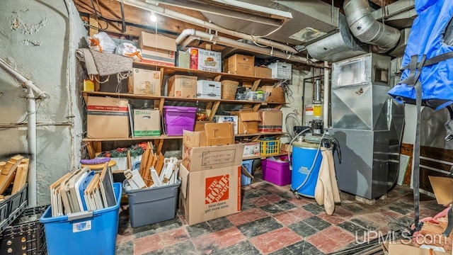 storage area featuring heating unit