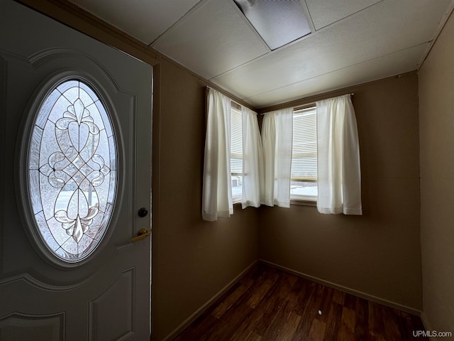 foyer entrance with dark hardwood / wood-style floors