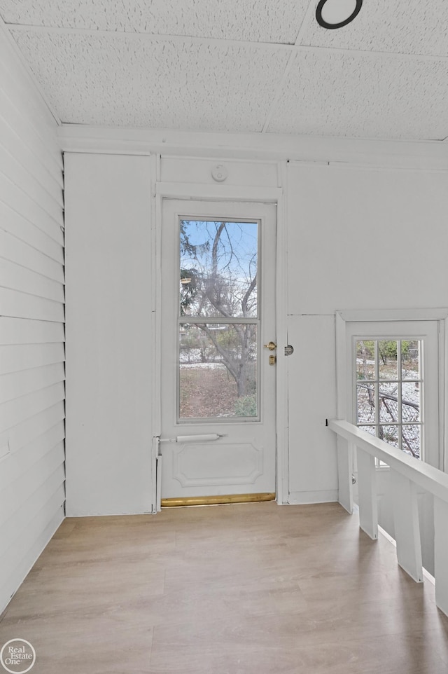 doorway with light hardwood / wood-style flooring