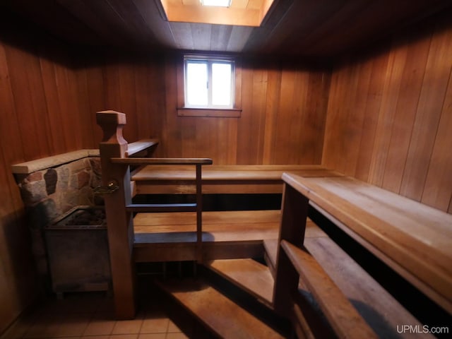 view of sauna / steam room with tile patterned flooring