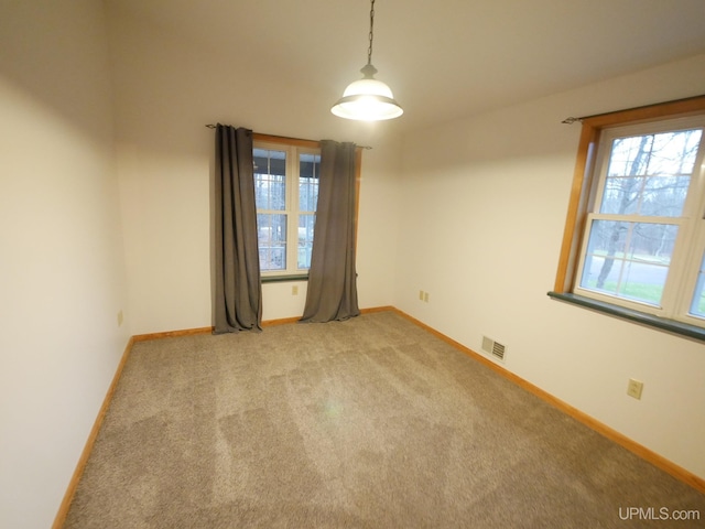 spare room with light carpet