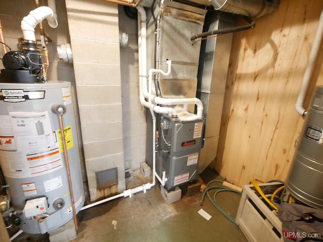 utility room featuring water heater