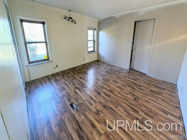 unfurnished room featuring plenty of natural light and dark hardwood / wood-style floors