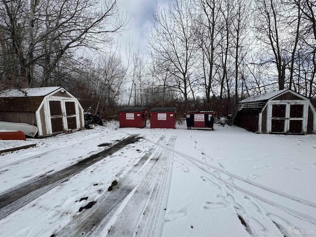 view of yard covered in snow