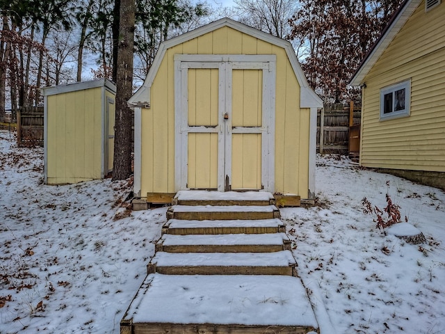 view of snow covered structure