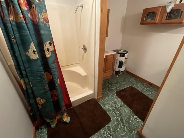 bathroom with a shower with curtain