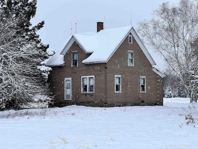 view of snow covered exterior