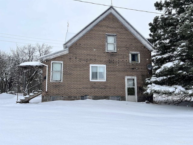 view of snow covered exterior