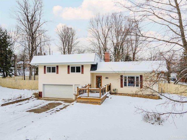 split level home with a garage